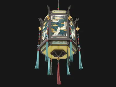 Chinese lanterns Low-poly 3D model