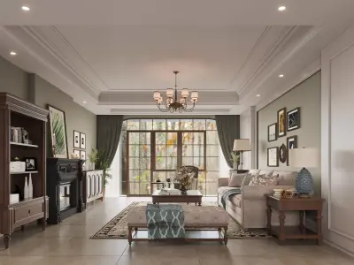 Luxury living room dining room interior scenes 45 3D model