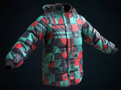 Snowboarding winter jacket Low-poly 3D model
