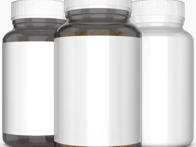 Bottle 3D Model mockup of empty pill bottles 3D model