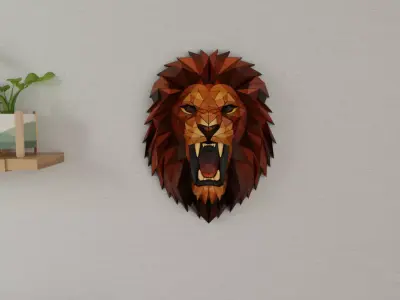 Polygonal  Lion Wall Art 3D print model