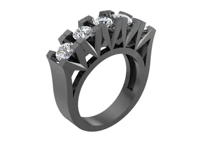 5 stone Ring 3D print model