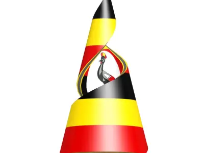 Uganda Flag on spiral helix structure 3D model