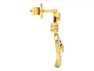 Solitaire Drop Earrings 3dm STL OBJ FBX Renders Details 3D print model