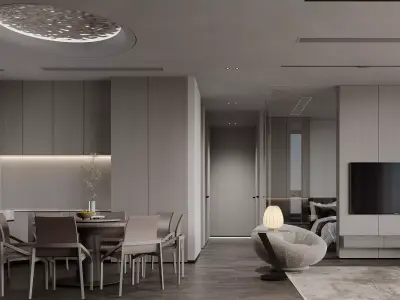 Modern living room dining room interior scenes 479 3D model