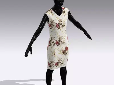 Female Cloth Dress Low-poly 3D model