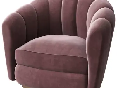 Luxury Velvet Scalloped Armchair Low-poly 3D model