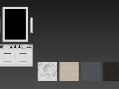 Hutton single floating vanity white  3D model