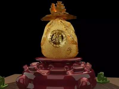 Chinese money bag  with yuan bao 3D model