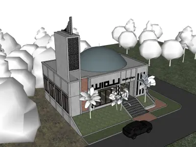 Modern Luxury Minimalist Architecture Mosque Room Prayer  3D model