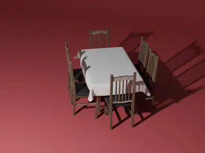 Dinner table and chairs 3D model