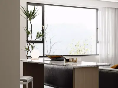 Modern living room dining room interior scenes 332 3D model