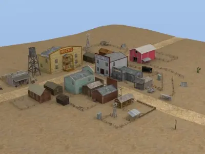 Western town Free low-poly 3D model