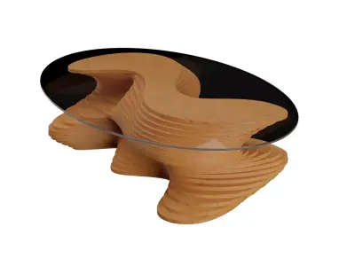 Parametric Wavy Wooden Furniture 01 - Coffee Table 3D model
