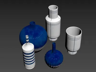 Decorative ceramic vases set 3D model