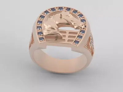 HORSESHOE HORSE RING  MEN RING  HORSE HEAD 3D print model
