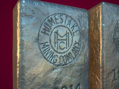  3D Silver Bars Antique Set Low-poly 3D model