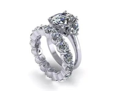 Matching Diamond Fashion Rings 3D print model