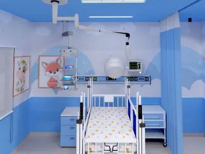 Pediatric hospital room Low-poly 3D model