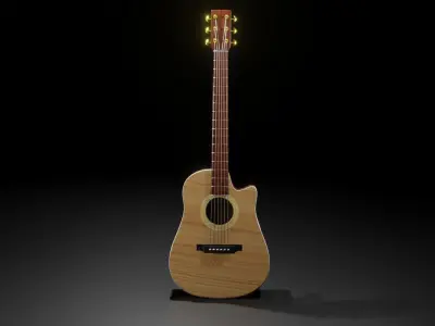Stylized Acoustic Guitar 3D model  Low-poly 3D model