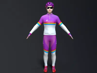 Cyclist Women Low-poly 3D model