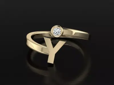 Jewelry Alphabet Ring Y 3D print model