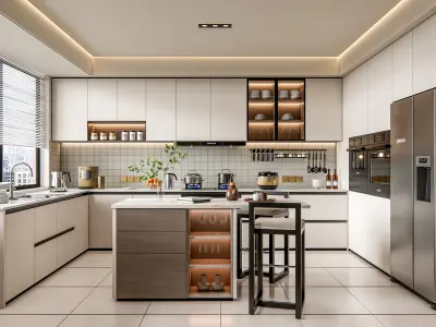 Kitchen fully parametric Resizable manufacturable 0059 3D model