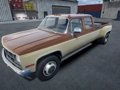 Crew cab pickup truck Unity 3d asset Low-poly 3D model