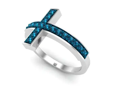 AV 615 Round Diamond Ladies Cross Fashion Ring 3D print model