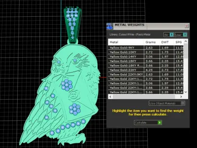 OWL BIRD SAPPHIRE PENDANT 3D PRINTABLE MODEL  3D print model