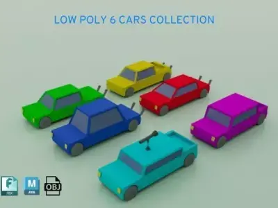 Low Poly 6 Racing Car Collection Low-poly 3D model
