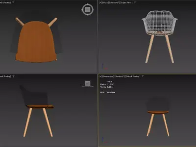 Modern Transparent Armchair with Wooden Base Low-poly 3D model