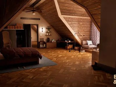 American Suburban House Environment Low-poly 3D model