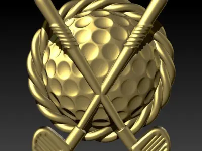 Golf Ball Clubs Round Rope Frame Golf Jewelry Pendant 3D print model