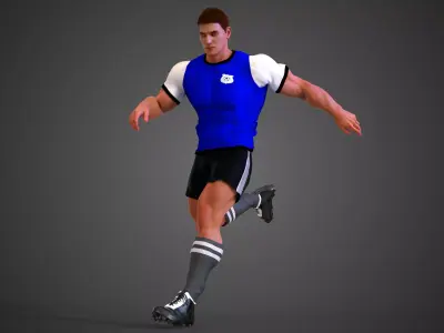Caucasian Football Soccer Player Male 3D model