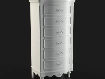 Antique-Style Chest of 6 Drawers 3D model