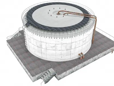 Huge Oil Tank Low-poly 3D model