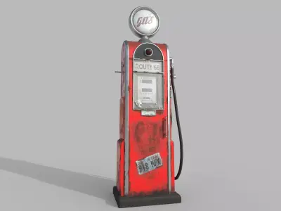 Old retro gas station - gas station low poly Low-poly 3D model