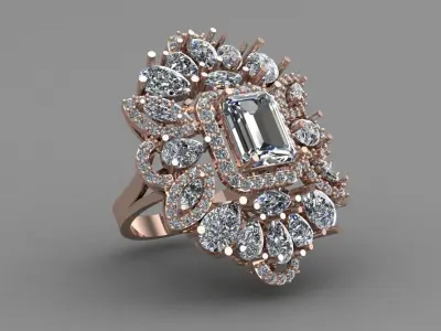 Rose Gold Women Diamond Ring 3D print model 3D print model 13