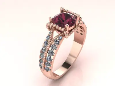 The Regal Crimson Heirloom Ring jewelry 3D model - for Her 3D print model