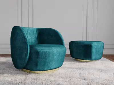 Lady VDoge armchair with pouf by Villari 3D model