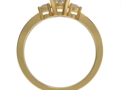 3 Stones engagement ring with side stones 3D print model