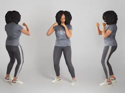 African young woman in boxing pose 292 Low-poly 3D model