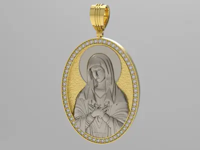Pendant 3D print model gold with jesus 3D print model