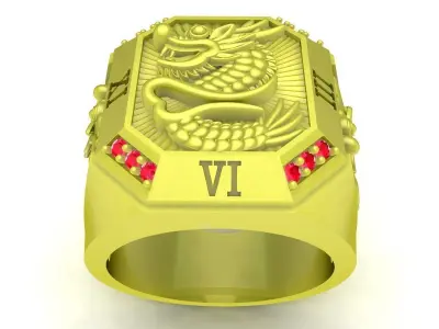 Luxury Dragon Roman Numeral Ring for Men  4049 3D print model