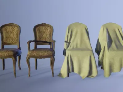 French classic chair Low-poly 3D model