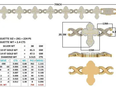 Hip Hop Jewelry Bracelet 3D Model  Iced Out  STL 3DM 3D print model