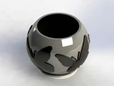 butterfly and hummingbird pot 3D print model