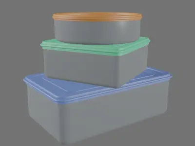 Tupperware plastic container set Low-poly 3D model