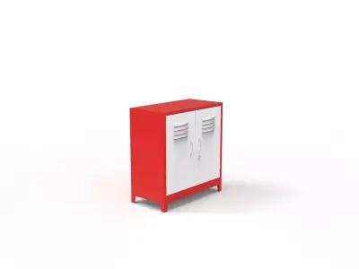 METAL CABINET-DOUBLE SHORT-RED AND WHITE Low-poly 3D model